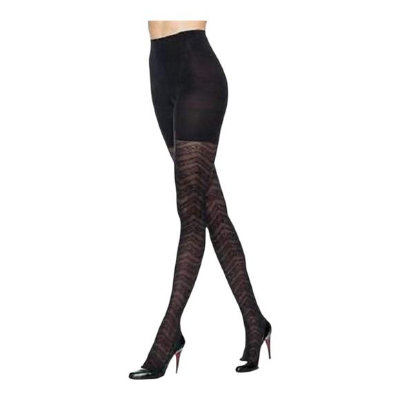 Spanx Assets Red Hot Label Shaping Tights Black Textured Lace Zigzag Size 4D New - Picture 12 of 12